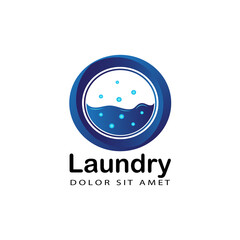 modern round laundry logo template design in isolated background