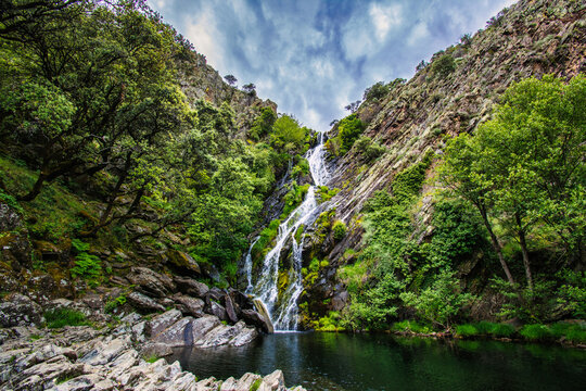 Landscape Of A Spectacular Waterfall  In The Middle Of Nature Called: El Chorrituelo De Ovejuela. Located In Las Hurdes, North Of C&aacute;ceres-Spain. Nature