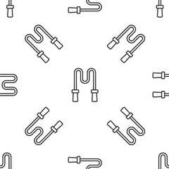 Grey line Jump rope icon isolated seamless pattern on white background. Skipping rope. Sport equipment. Vector