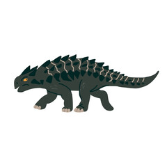 Funny vector flat dinosaur in cartoon style. Dinosaur Ankylosaurus. Illustration for children's encyclopedias and materials about dinosaurs. Ancient animals. Ankylosaurus on a white background.