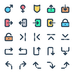 Filled color outline icons for sign & symbol.