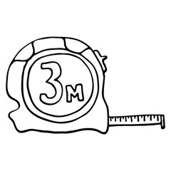 Hand-drawn tape measure.Vector illustration isolated on white background.