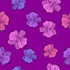 orchid flowers seamless pattern. floral repeatable texture