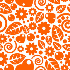 Childish textile vector seamless pattern with flowers and leaves, different elements endless pattern background image.