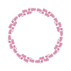 Hand drawn doodle floral frame. Simple line with the ink pen or pencil. Wedding anniversary decoration. Vector illustration