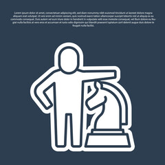 Fototapeta premium Blue line Chess icon isolated on blue background. Business strategy. Game, management, finance. Vector