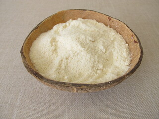 Coconut flour in the coconut shell