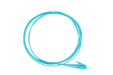 Fiber optic patch cord cable on white background