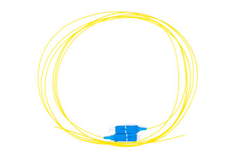 Fiber optic patch cord cable on white background