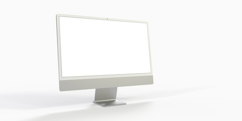 Computer display with blank white screen 3d.