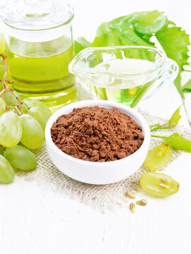 Flour Grape Seed In Bowl On White Board