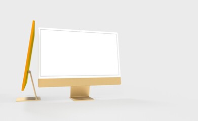 Computer display mock up with blank white screen. Stylish desktop computer mockup. new