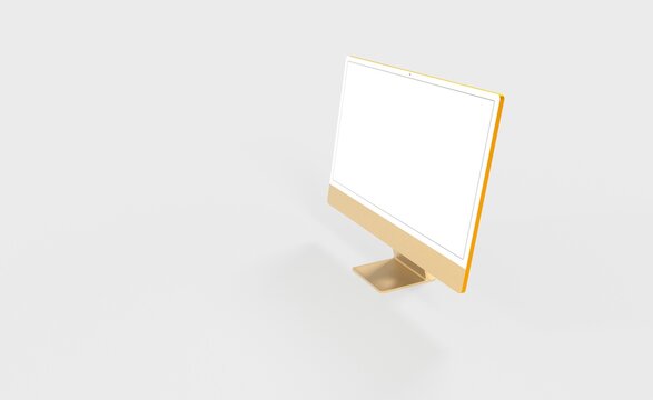 Realistic new flat screen computer monitor 3d style mockup with blank screen isolated 3d