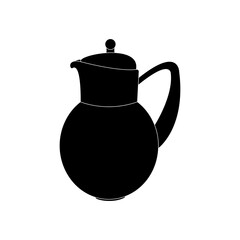 A pitcher for water and other beverages in black on a white background.