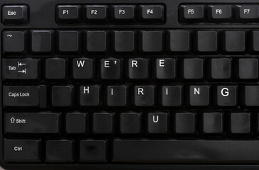 we're hiring you written with keyboard letters rearranged 