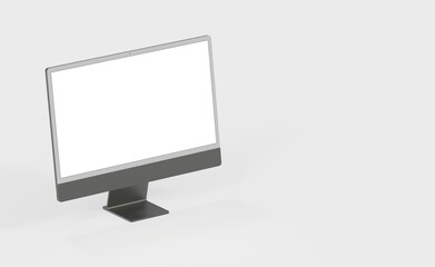Realistic new flat screen computer monitor 3d style mockup with blank screen isolated 3d