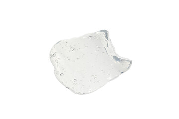 Swatch texture of white translucent cream with bubbles isolated on a white background.