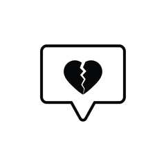 broken heart icon. Chat symbol with broken  heart vector