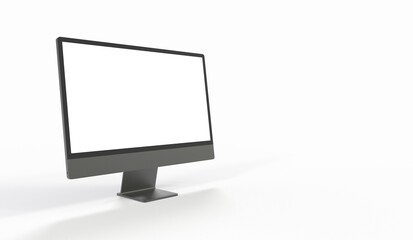Computer display with blank white screen 3d