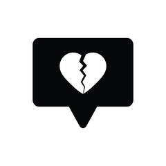 broken heart icon. Chat symbol with broken  heart vector