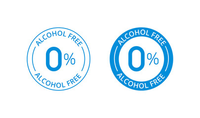 Alcohol free round label, non-alcoholic stamp, zero alcohol emblem, logo, tag