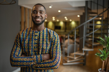 Portrait black african businessman wearing traditional clothing