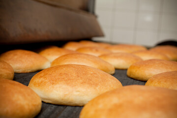 Bread conveyor line, on a factory
