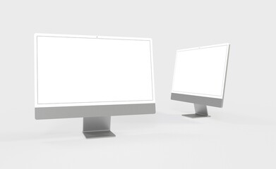 Computer display mock up with blank white screen. Stylish desktop computer mockup. new