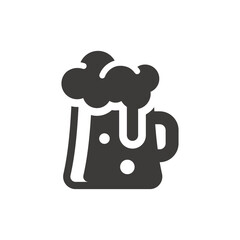 Beer glass black vector icon. Tankard mug symbol.
