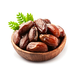 Dried dates fruits in wooden plate