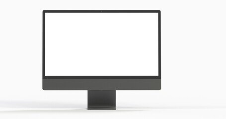 Computer display with blank white screen 3d