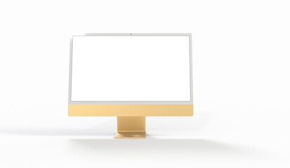 Realistic flat screen computer monitor 3de style mockup with blank screen isolated 3d