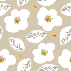 Floral abstract daisy flower seamless pattern 