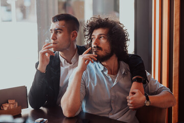 Portrait of multiethnic diverse gay LGBT romantic male couple embracing and showing their love