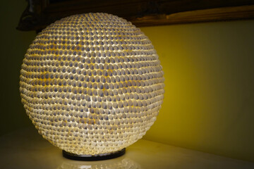 lamp made of snail shells. snail shells.