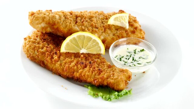 crispy breaded fish and sauce