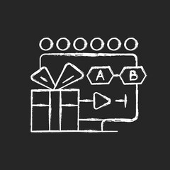 TV shows streaming chalk white icon on black background. Viewing connected episodes. Programs on TV. Watching sitcoms, dramas. Television broadcast. Isolated vector chalkboard illustration