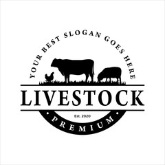 Retro vintage, livestock Farm animal logo inspiration. design template, Vector illustration.	