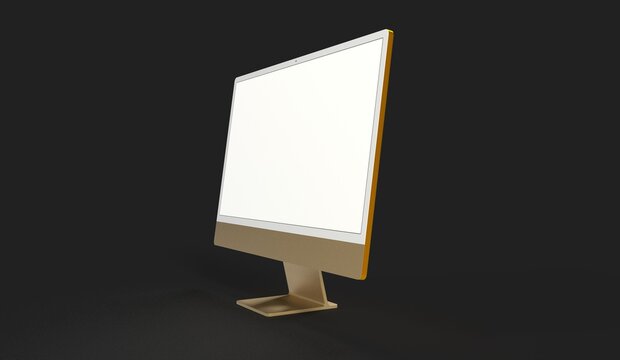 Realistic flat screen computer monitor 3de style mockup with blank screen isolated 3d