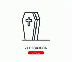 Coffin vector icon.  Editable stroke. Symbol in Line Art Style for Design, Presentation, Website or Apps Elements, Logo. Pixel vector graphics - Vector