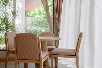 Dining table for four in an elegant home dining room