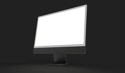 Computer display with blank white screen 3d