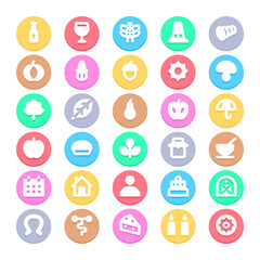 Circle color glyph icons for thanksgiving.