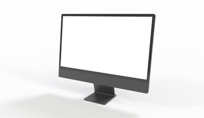 Realistic flat screen computer monitor 3de style mockup with blank screen isolated 3d