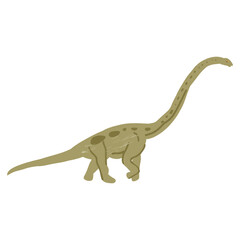 Fototapeta premium Funny vector flat dinosaur in cartoon style. Dinosaur Diplodocus. Illustration for children's encyclopedias and materials about dinosaurs. Ancient animals. Diplodocus on a white background.