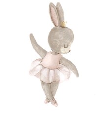 Hand drawn watercolor illustartion of a baby rabbit with ballet dancer accesoires © Emma Mars