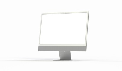 Computer display with blank white screen 3d