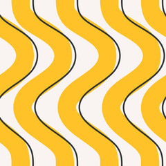 Abstract seamless pattern with yellow wavy lines