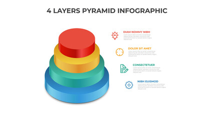 4 layers of pyramid infographic element vector, layout template for presentation, annual report, banner, etc