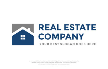 Real estate company logo design template, vector illustration.